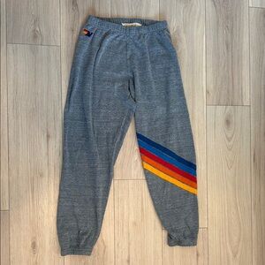 Aviator Nation Gray Pants Chevron Rainbow Stripe